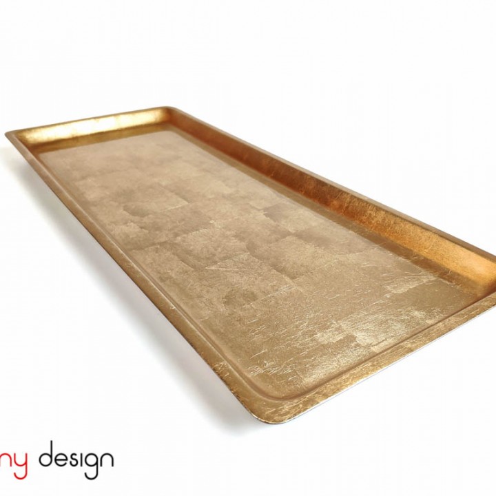 Rectangular lacquer tray with plain gold color/ L 18*43*H2cm